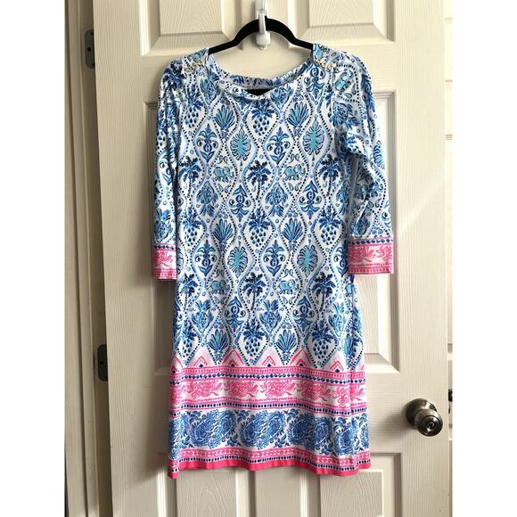 LILLY PULITIZER Sophie Resort White Isle Of Tile UPF 50+ Shift Dress Sz S - Picture 3 of 13